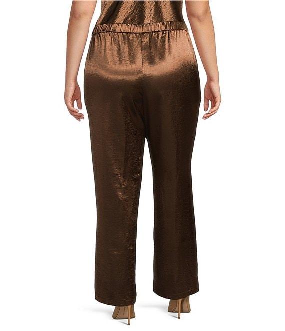 Lucy Paris Plus Size Dorothy Coordinating Woven Statin Sleeveless V-Neck Top Product Image