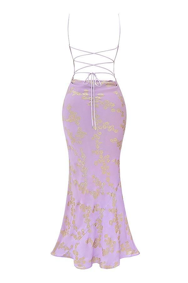Capriana   orchid jacquard satin gown Product Image