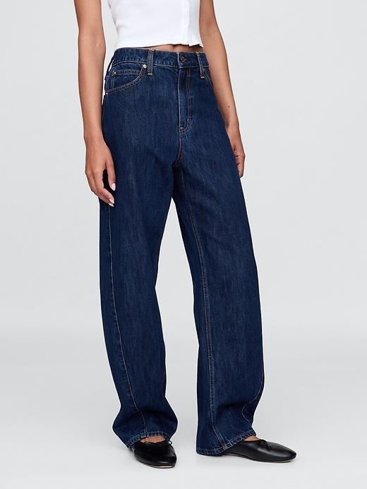 Curvy High Rise Barrel Jeans Product Image