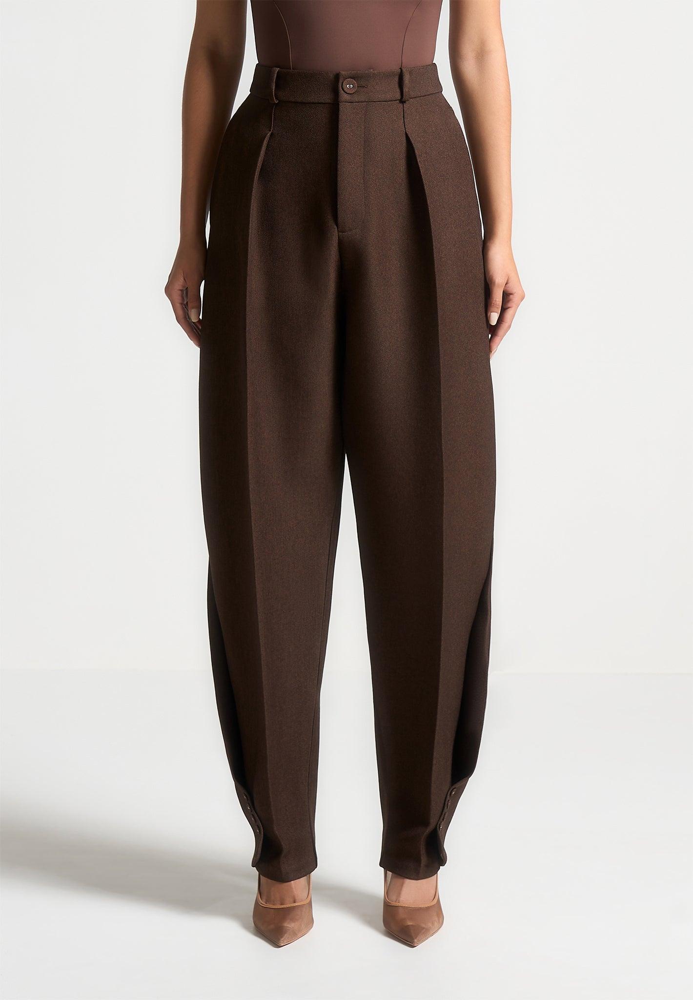 Sophie - Twist Leg Tailored Trousers - Brown Female Product Image