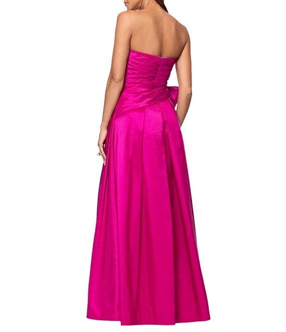 Xscape Taffeta Strapless Neck Sleeveless Bow A-Line Gown Product Image