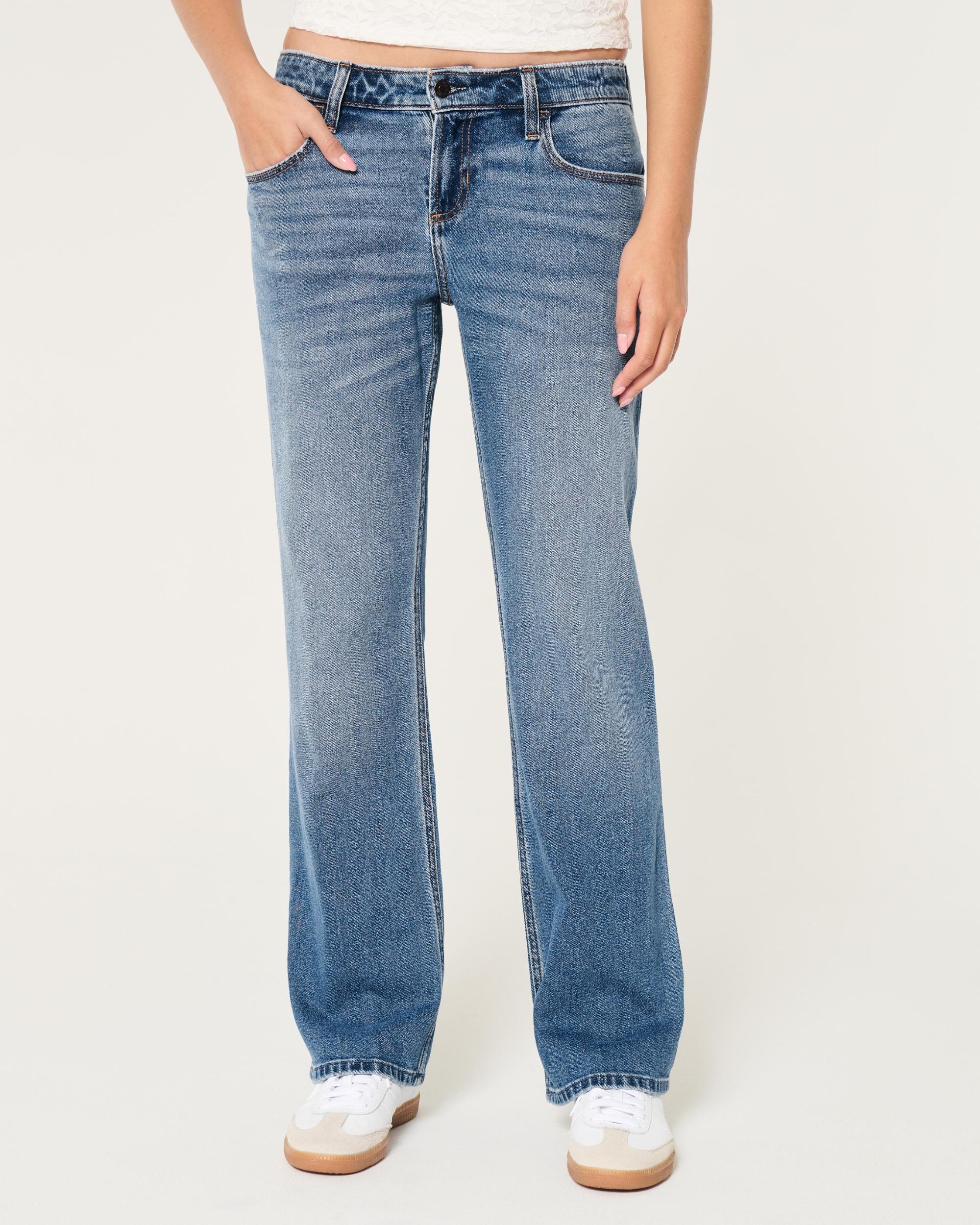 Low-Rise Medium Wash Relaxed Straight Jeans Product Image