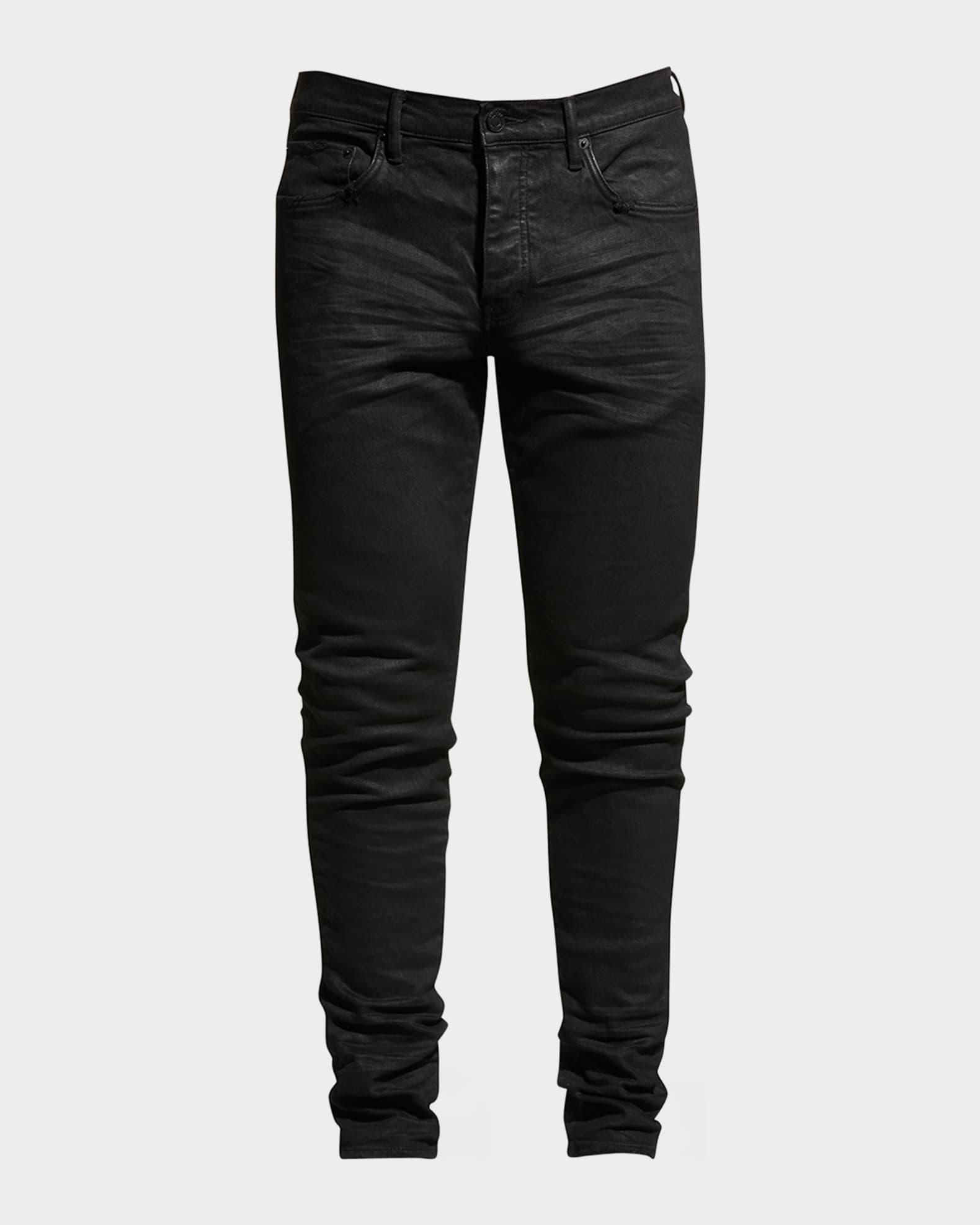 Men's P001 Black Resin Skinny Jeans Product Image