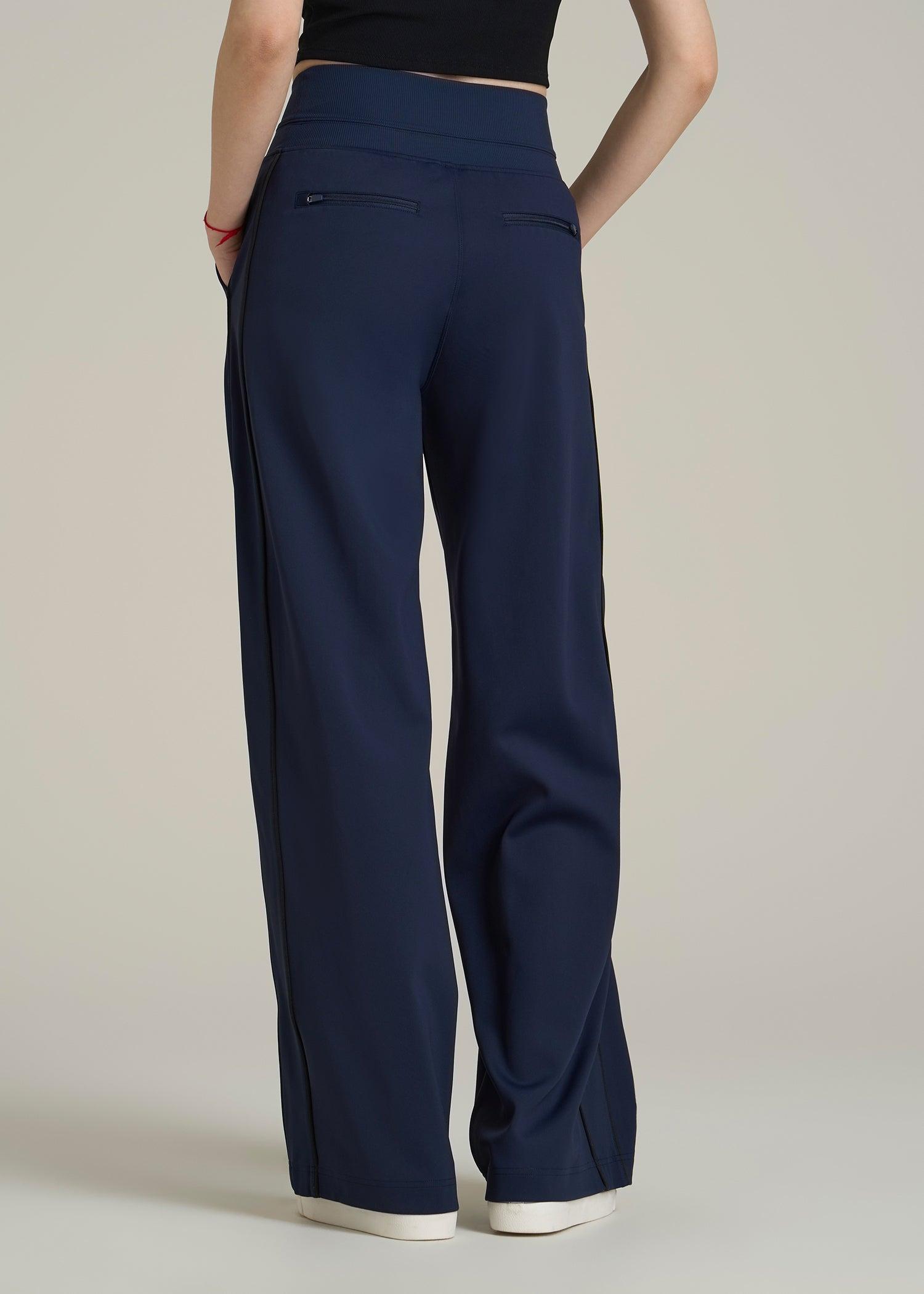 Track Pants with Piping for Tall Women in Navy Female Product Image