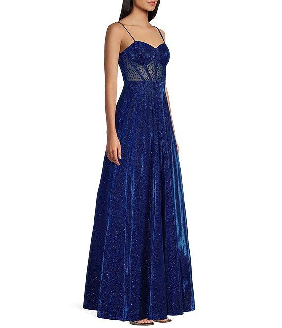 City Vibe Spaghetti Strap Sweetheart Neck Illusion Corset Ballgown Dress Product Image