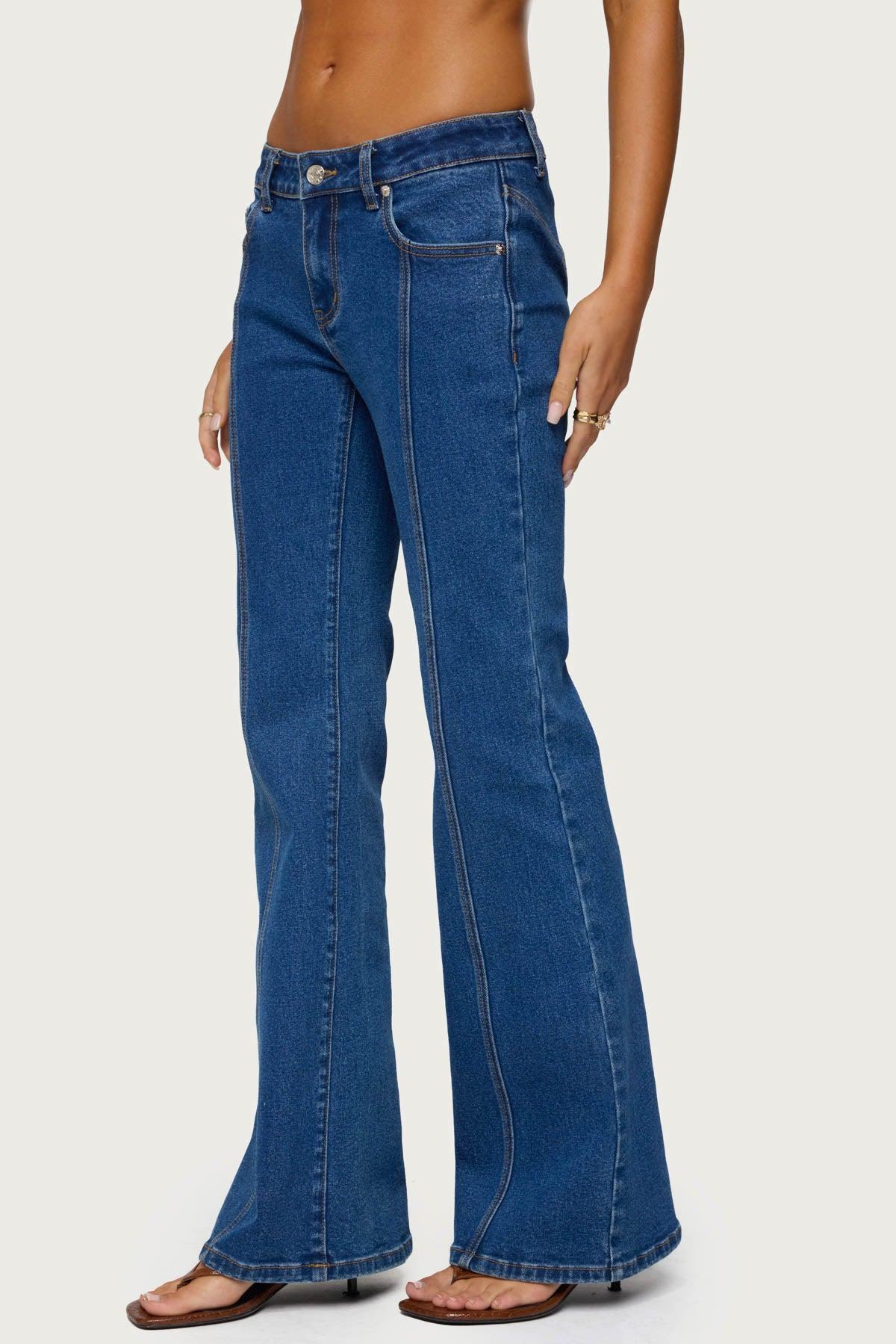 Starrie Panel Stitch Low Rise Bootcut Jeans Product Image