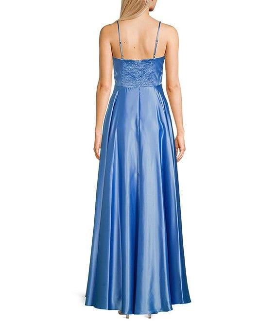 Next Up Floral Sweetheart Neck Adjustable Spaghetti Strap Front Slit Dress Product Image