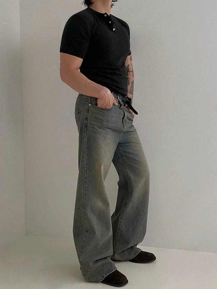 RT No. 18604 DARK GRAY HENRY COLLAR SHORT SLEEVE Product Image