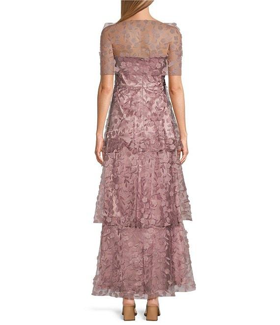 Livia Jolie by Le Bos Strapless Sleeveless 3D Floral 2 Piece Scarf and Tiered A-Line Dress Product Image