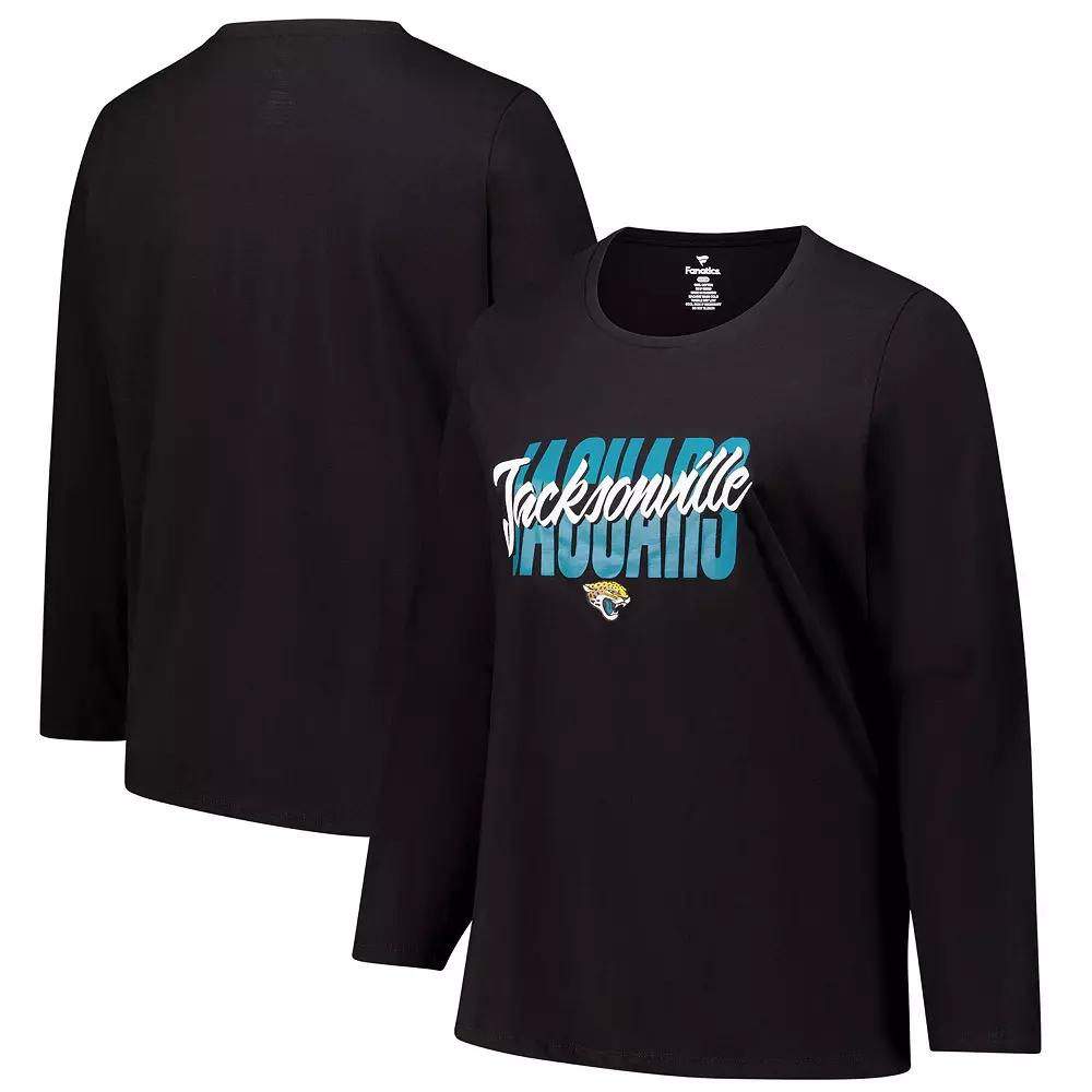 Women's Fanatics Black Jacksonville Jaguars Long Sleeve Scoop Neck T-Shirt,  Product Image