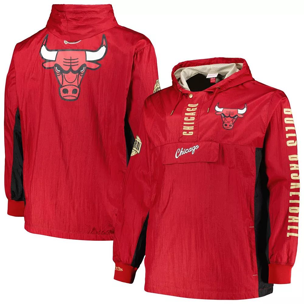 Men's Mitchell & Ness Red Chicago Bulls Big & Tall Hardwood Classics Team OG 2.0 Anorak Hoodie Quarter-Zip Windbreaker Jacket,  Product Image