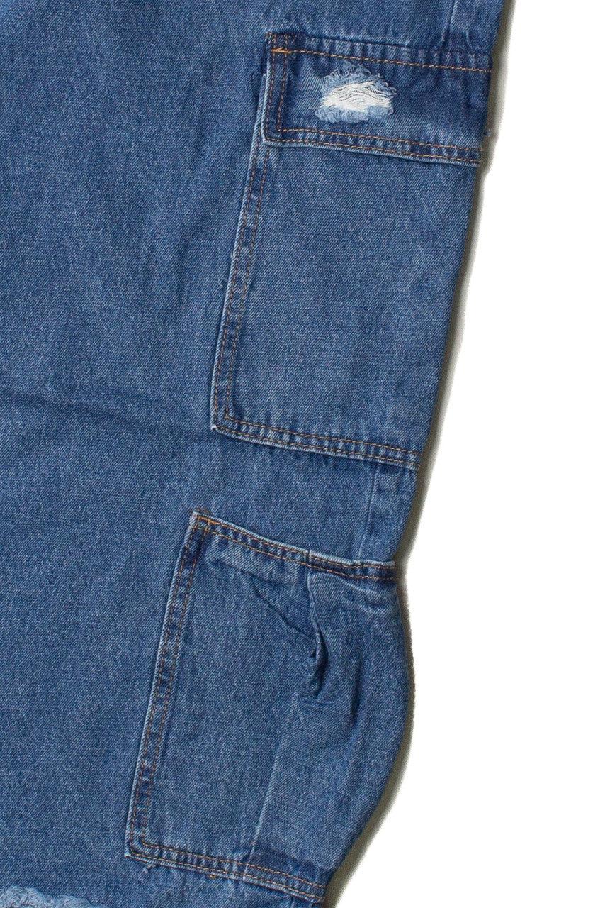 Distressed Double Cargo Jeans Product Image