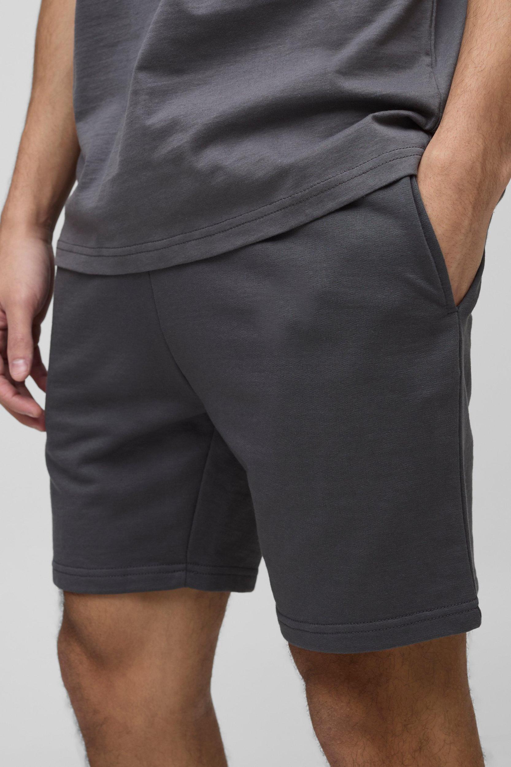 260GSM Loopback Basic Slim Fit Short Length Shorts | boohooMAN USA Product Image
