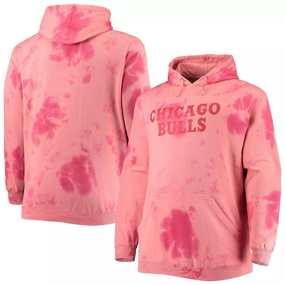Men's Fanatics Branded Red Chicago Bulls Big & Tall Wordmark Cloud Dye Pullover Hoodie,  Product Image