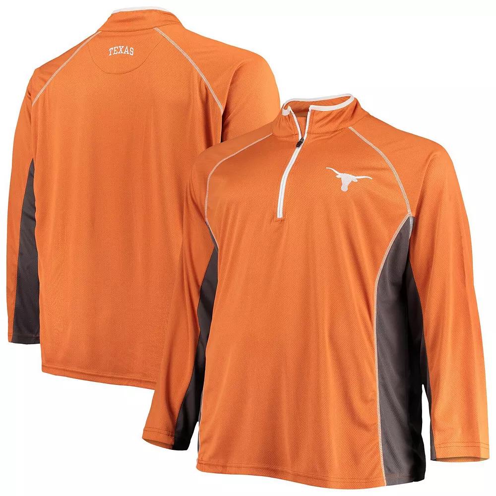 Men's Texas Orange Texas Longhorns Big & Tall Textured Raglan Quarter-Zip Jacket, Size: XLT, Team Product Image