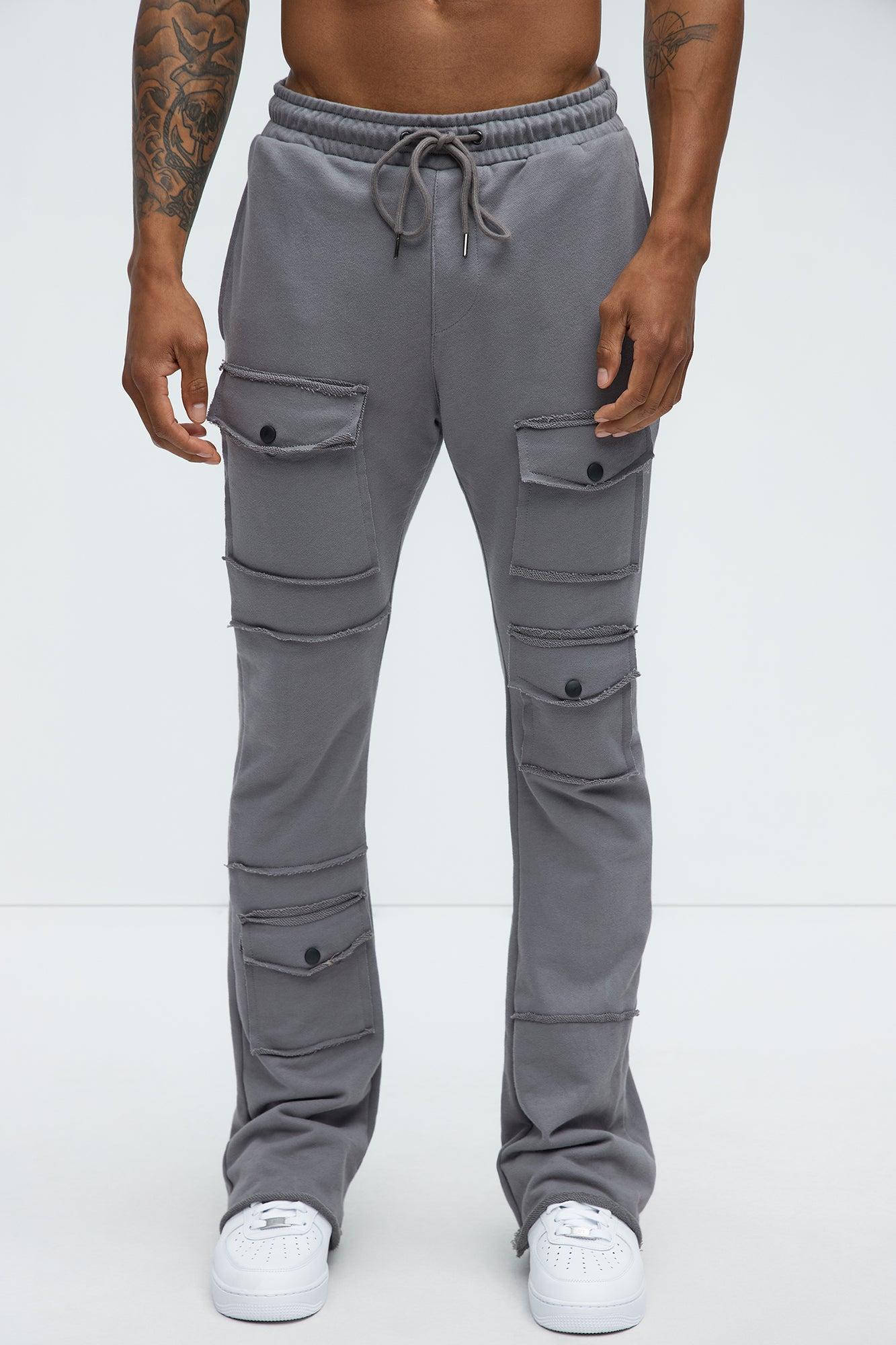 Extra Cargo Flared Sweatpants - Grey Product Image