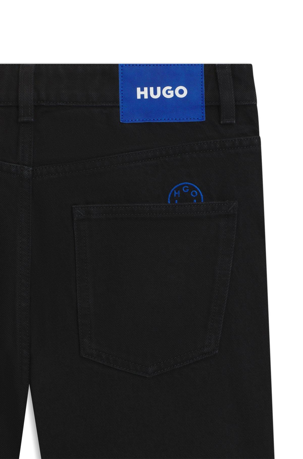 HUGO - Loose-fit jeans in black stretch denim - Black Product Image