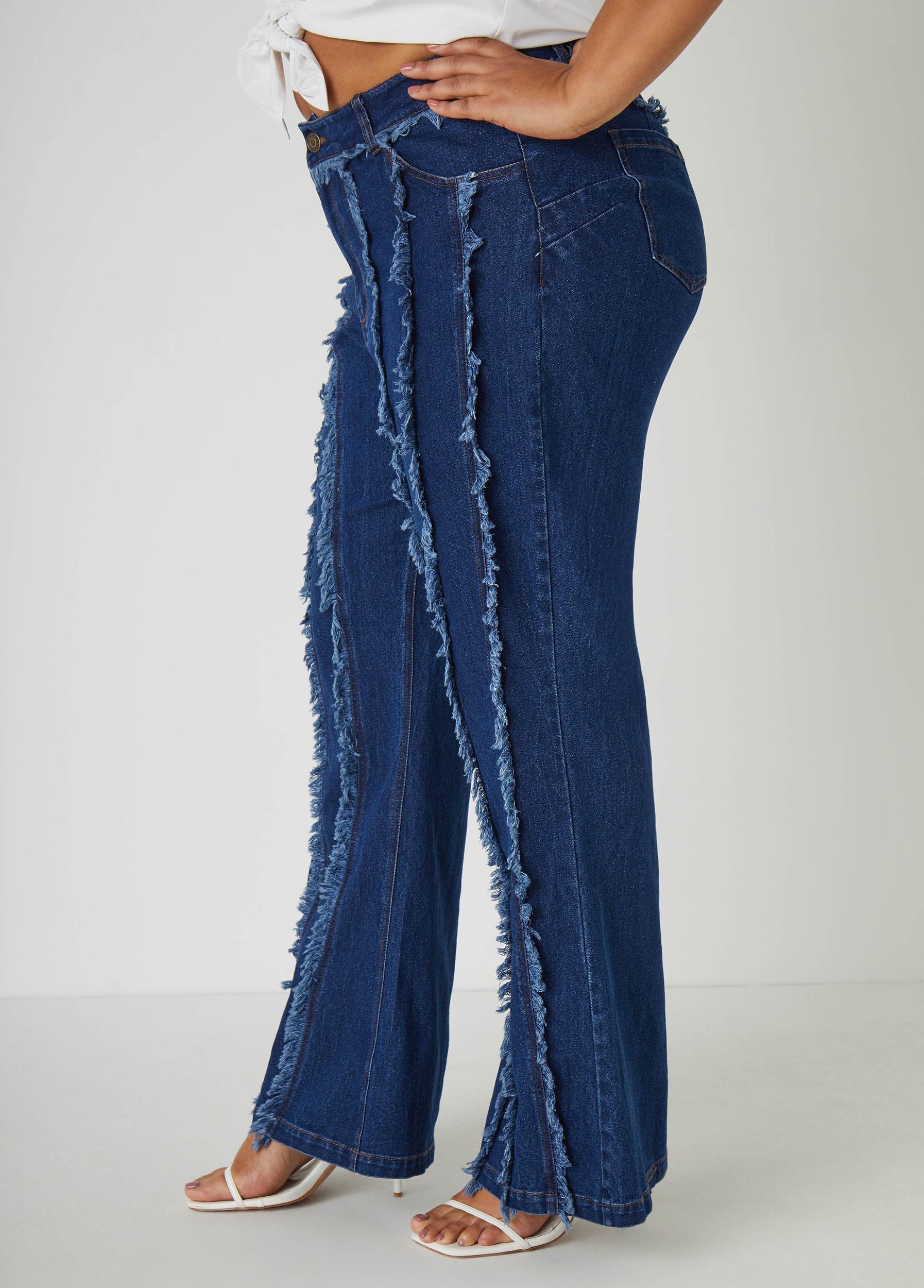 Frayed Straight Leg Jeans Product Image