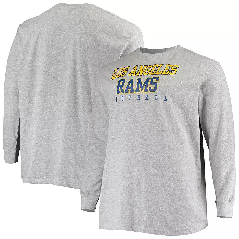 Men's Fanatics Branded Heathered Gray Los Angeles Rams Big & Tall Practice Long Sleeve T-Shirt,  Product Image