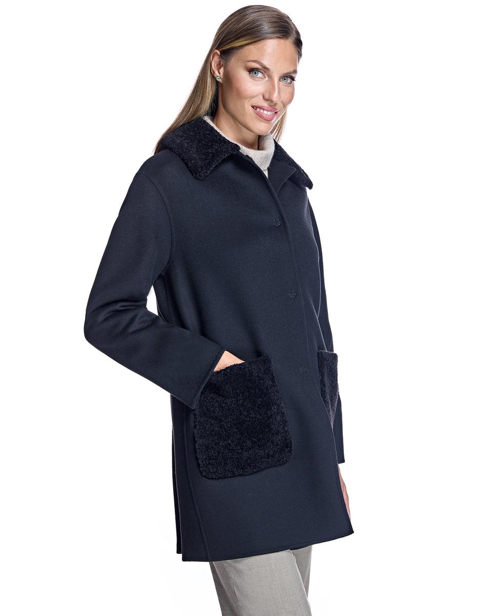 Woolblend Walking Coat with Shearling Trim-Maximilian Product Image