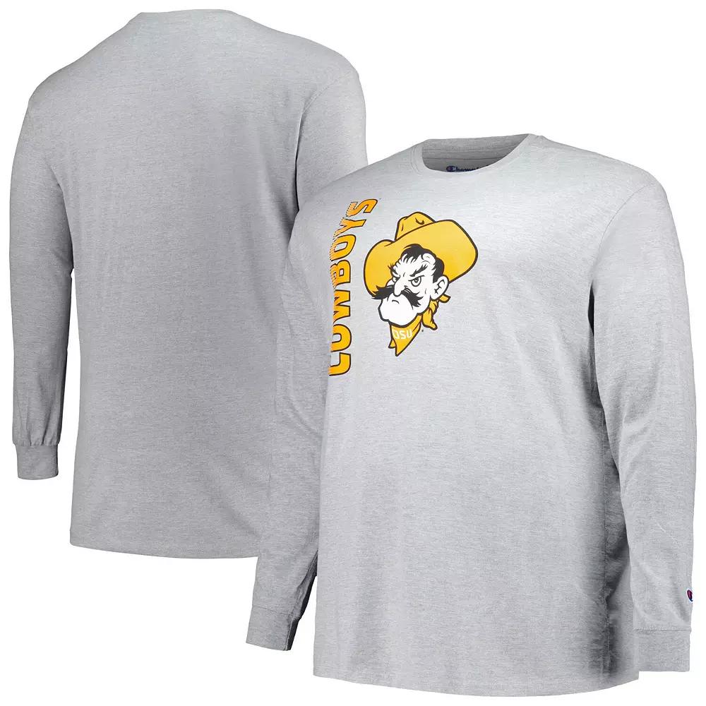 Men's Champion Heather Gray Oklahoma State Cowboys Big & Tall Mascot Long Sleeve T-Shirt,  Product Image