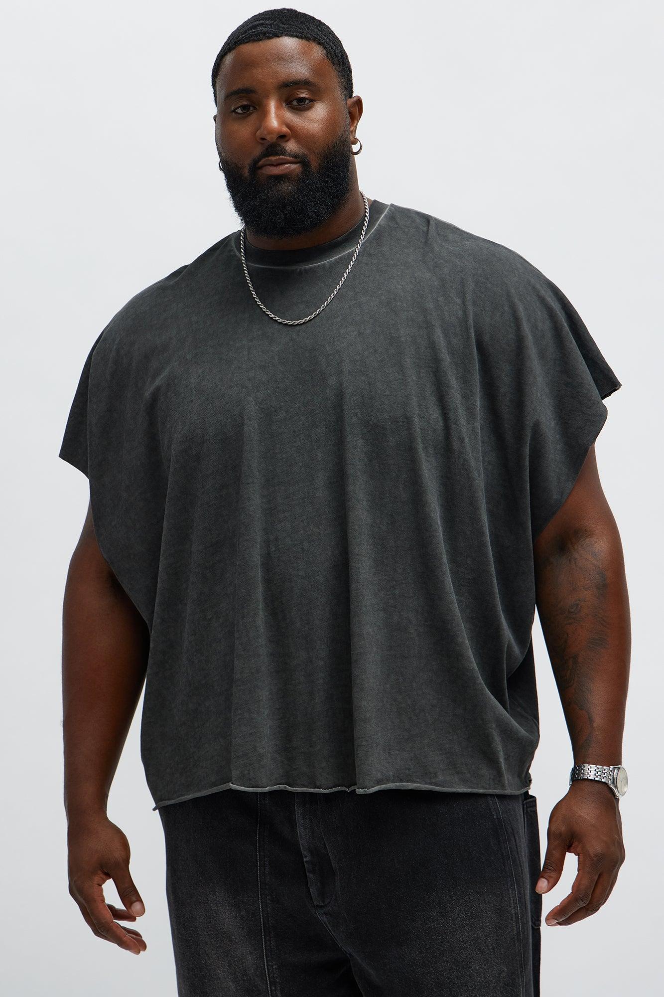 Oversized Fatal Attraction Heavy Jersey Muscle Tee - Charcoal Male Product Image