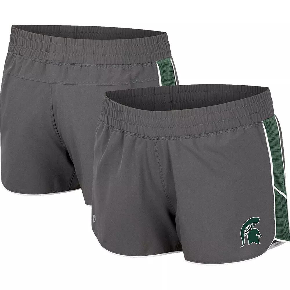 Women's Colosseum Gray Michigan State Spartans Pull The Switch Running Shorts, Size: Small, Grey Product Image