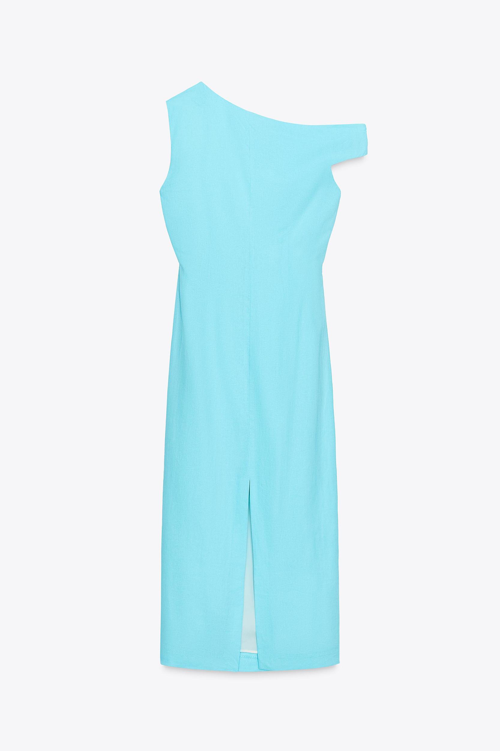 ASYMMETRIC LINEN MIDI DRESS WITH APPLIQUÉ Product Image