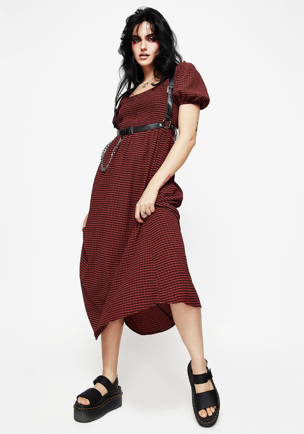 Carmine Check Midaxi Smock Dress Product Image