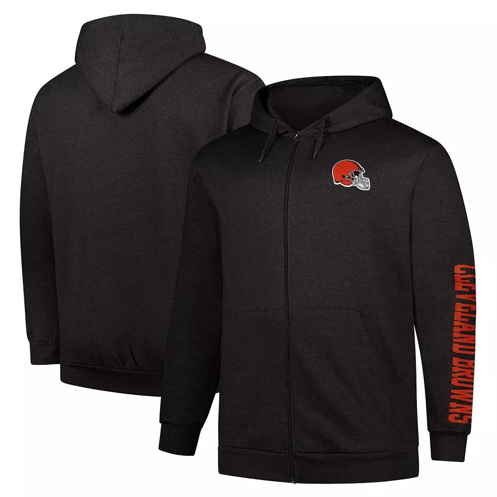 Men's Fanatics  Heather Charcoal Cleveland Browns Big & Tall Sleeve Hit Full-Zip Hoodie, Size: 3XB Product Image