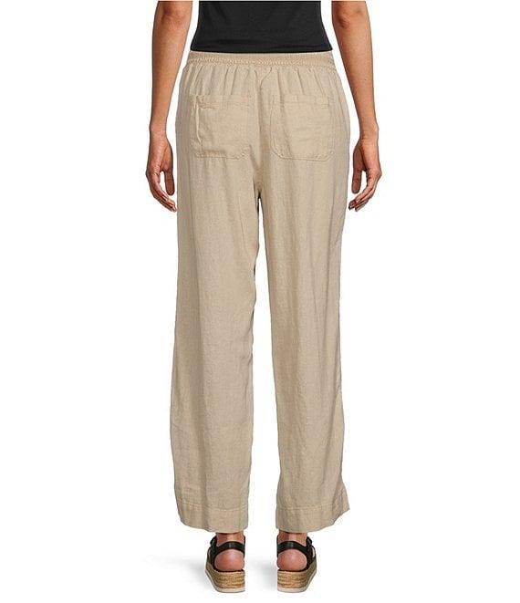 Westbound Smocked Waist Mid Rise Wide Leg Linen Pants Product Image