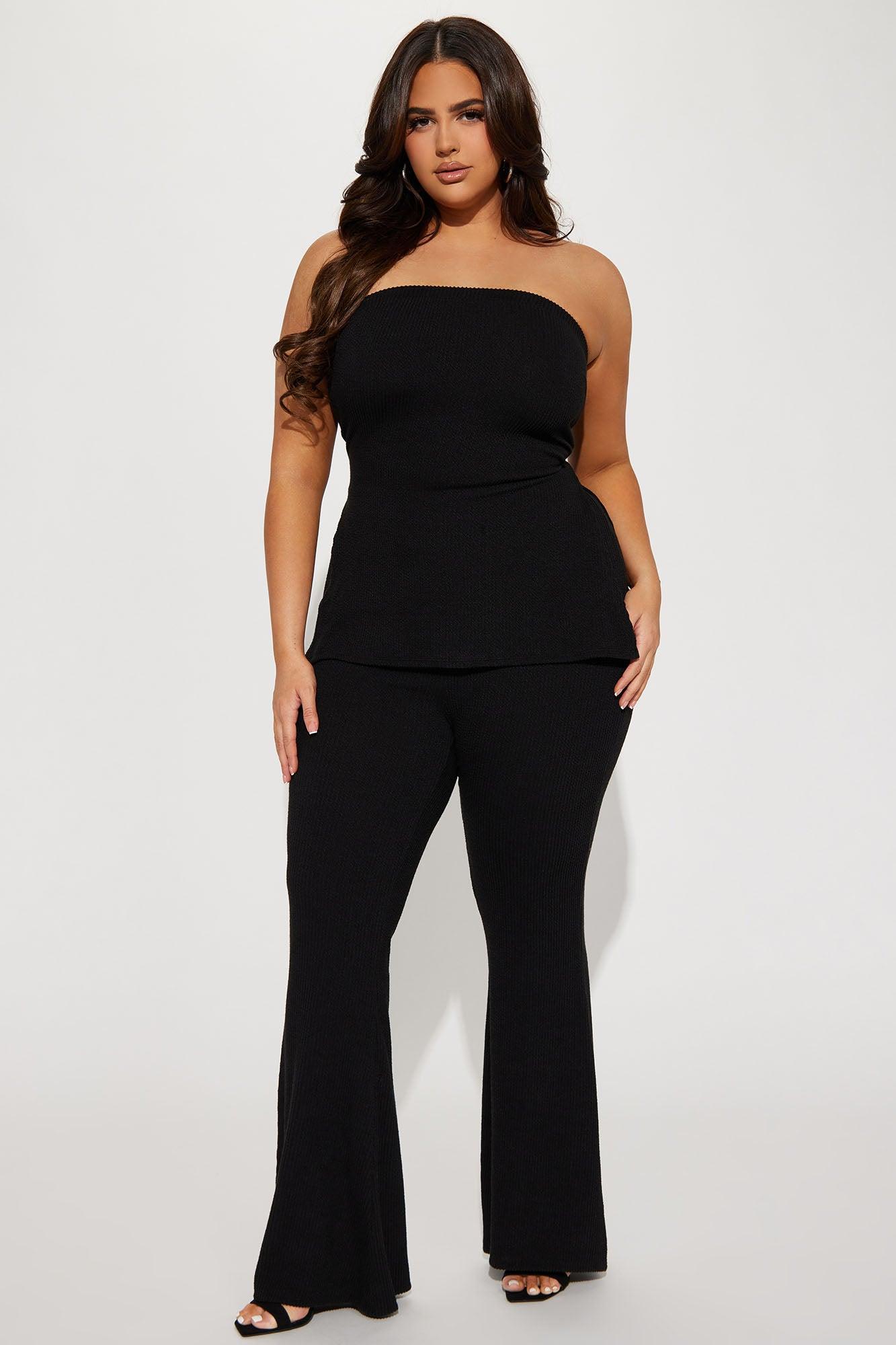 Highly Recommend Ribbed Pant Set - Black Product Image