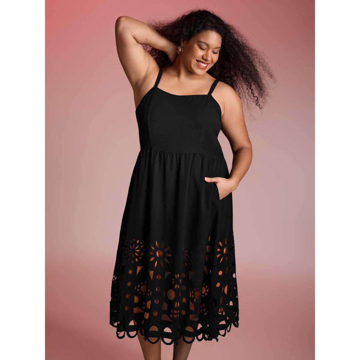 Plus Size Skull Burnout Cami Midi Dress Black Women Playful Contrast Party Curvy Bloomchic 28/5X Product Image