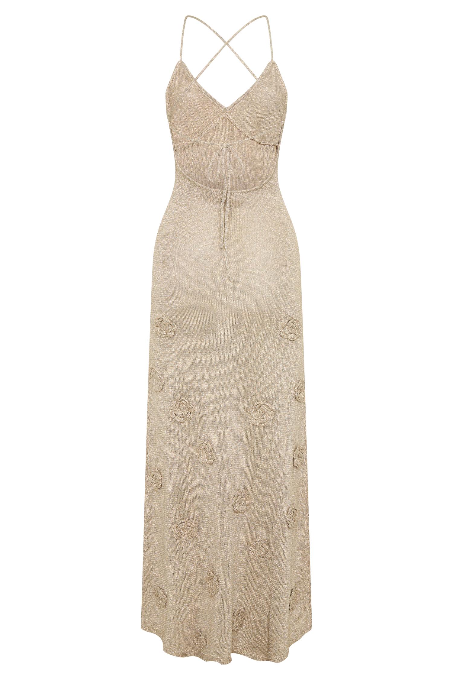 Suki Metallic Knit Maxi Dress - Gold Product Image