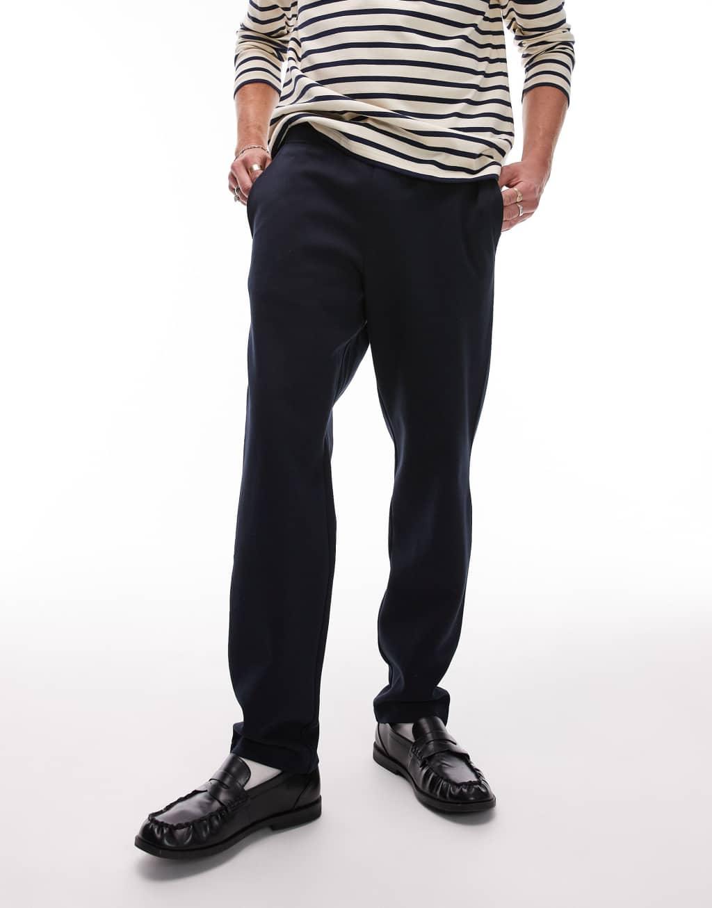Mango elastic waist sweatpants in navy Product Image