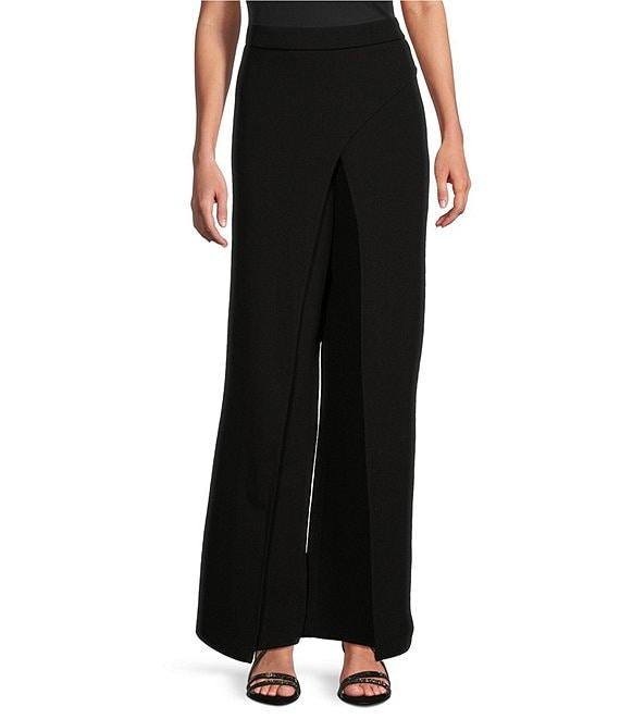 Alex Evenings Crepe Asymmetrical Skirt Overlay Wide Leg Pants Product Image