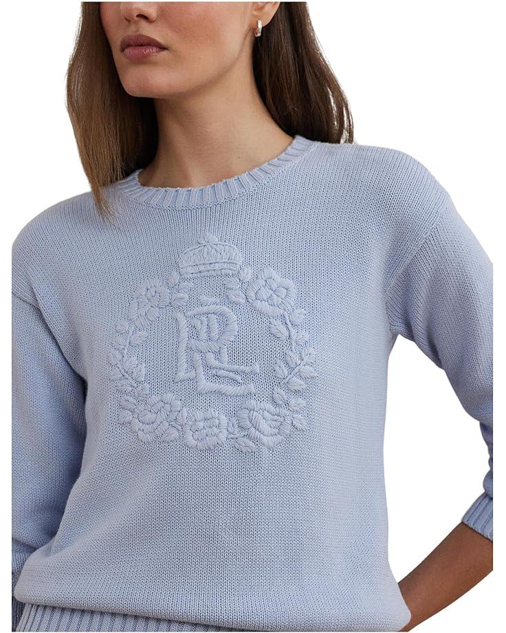 Women's Lauren Ralph Lauren Floral-logo Combed Cotton Sweater Product Image