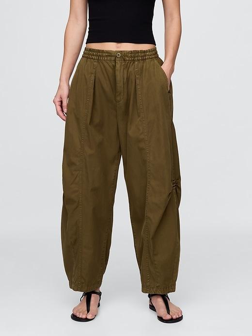 Mid Rise Twill Barrel Pants Product Image