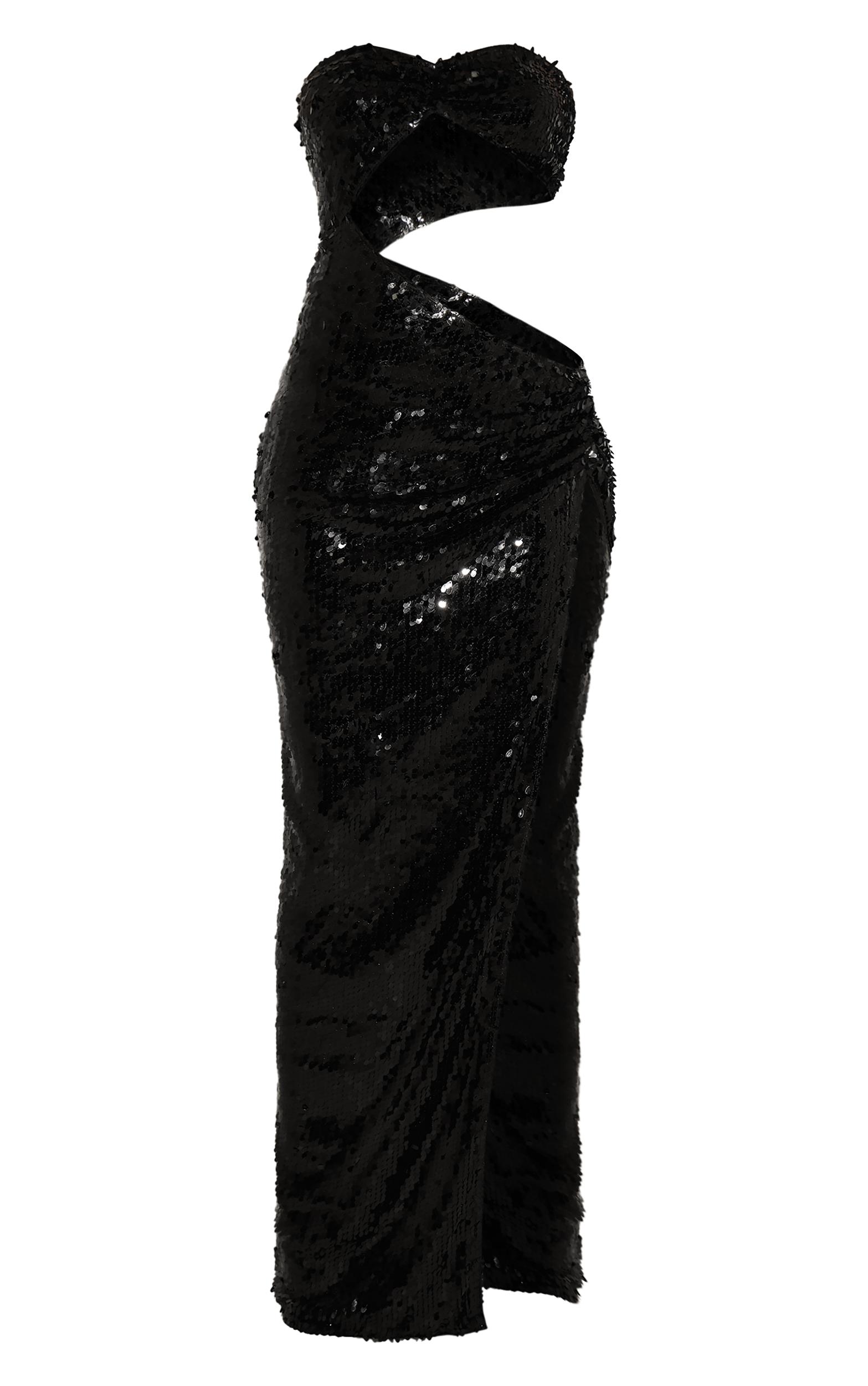 Black Sequin Extreme Cut Out Maxi Dress Product Image