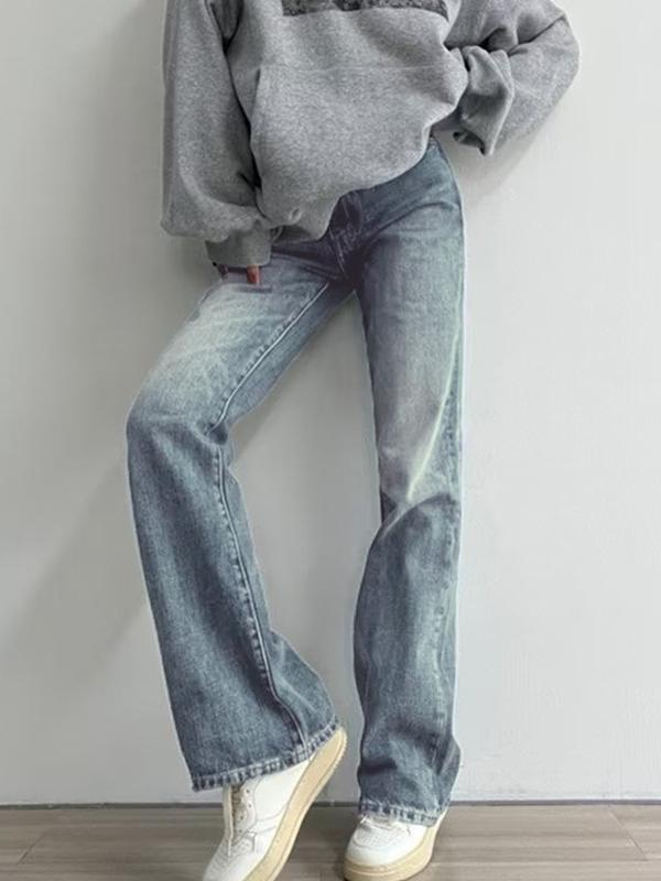 Versatile Vintage Blue High Waist Flare Slim Jeans Product Image