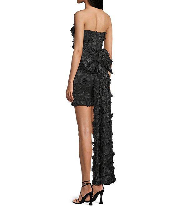 Allison & Kelly 3D Floral Printed Mesh Strapless Bow Back Dress Product Image