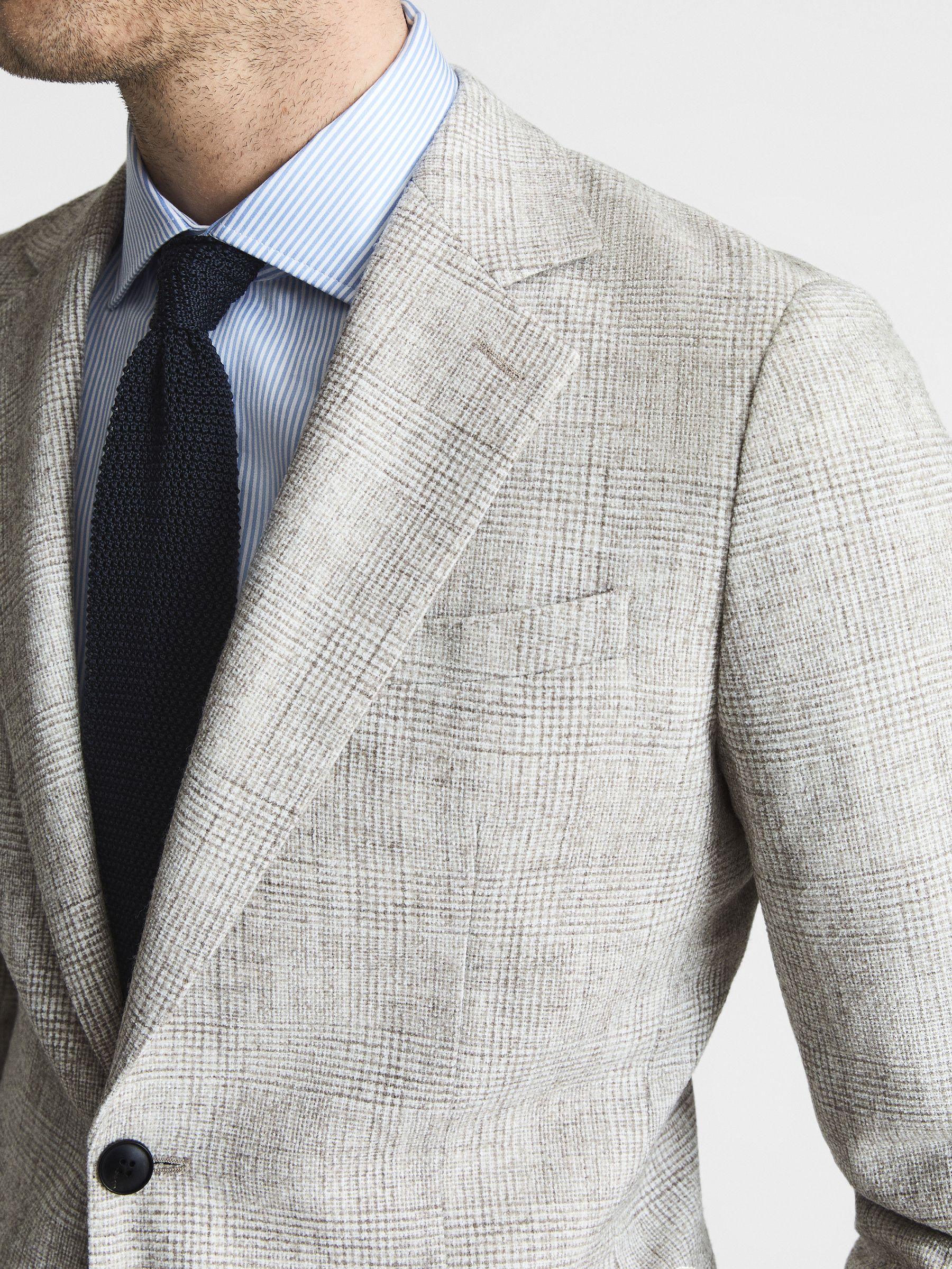 Lindhurst Oatmeal Slim Fit Single Breasted Check Blazer Product Image