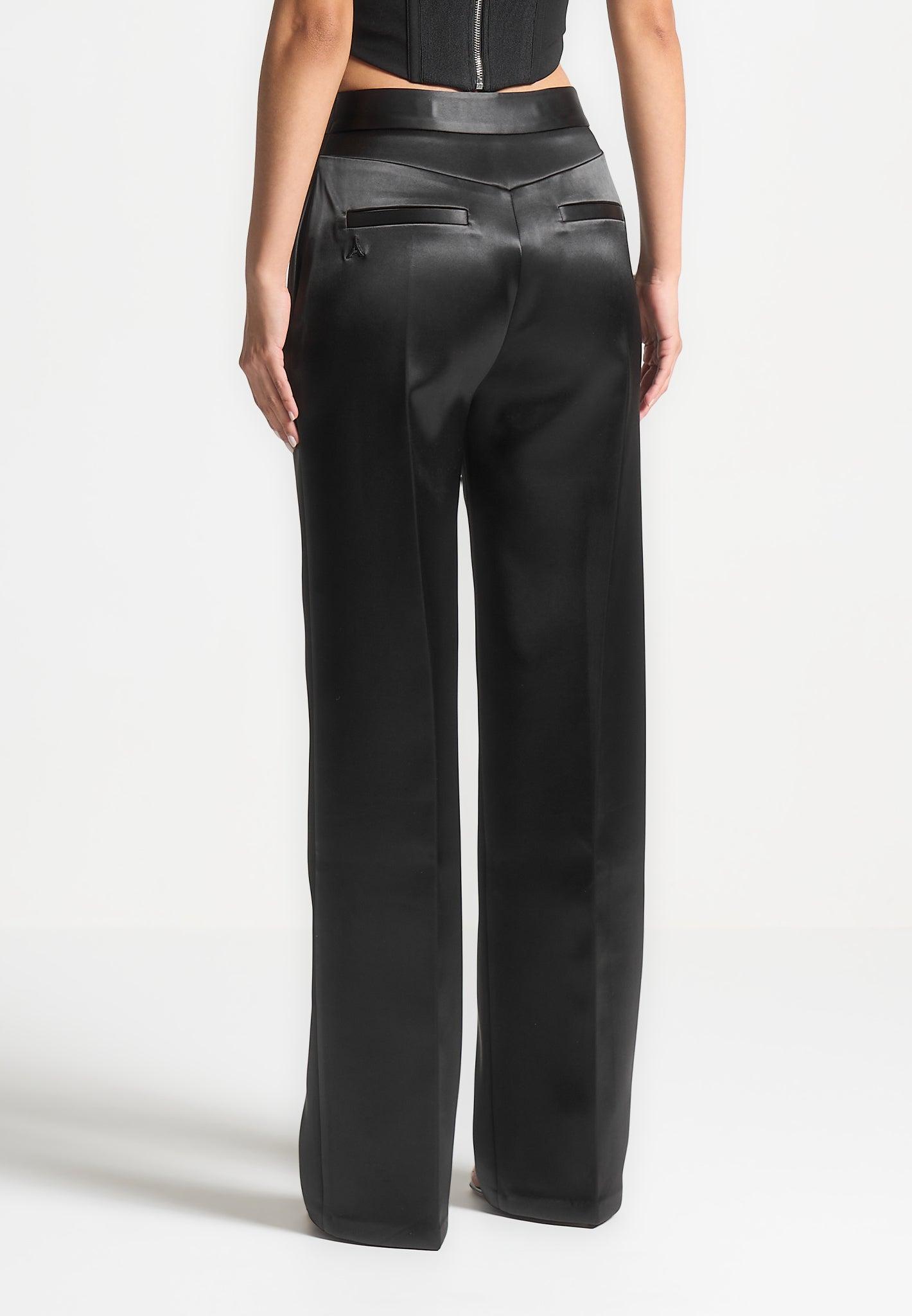 Bella - Satin Tailored Trousers - Black Female Product Image