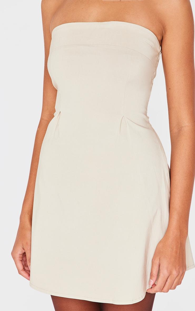 Cream Stretch Woven Bandeau Mini Shift Dress Product Image