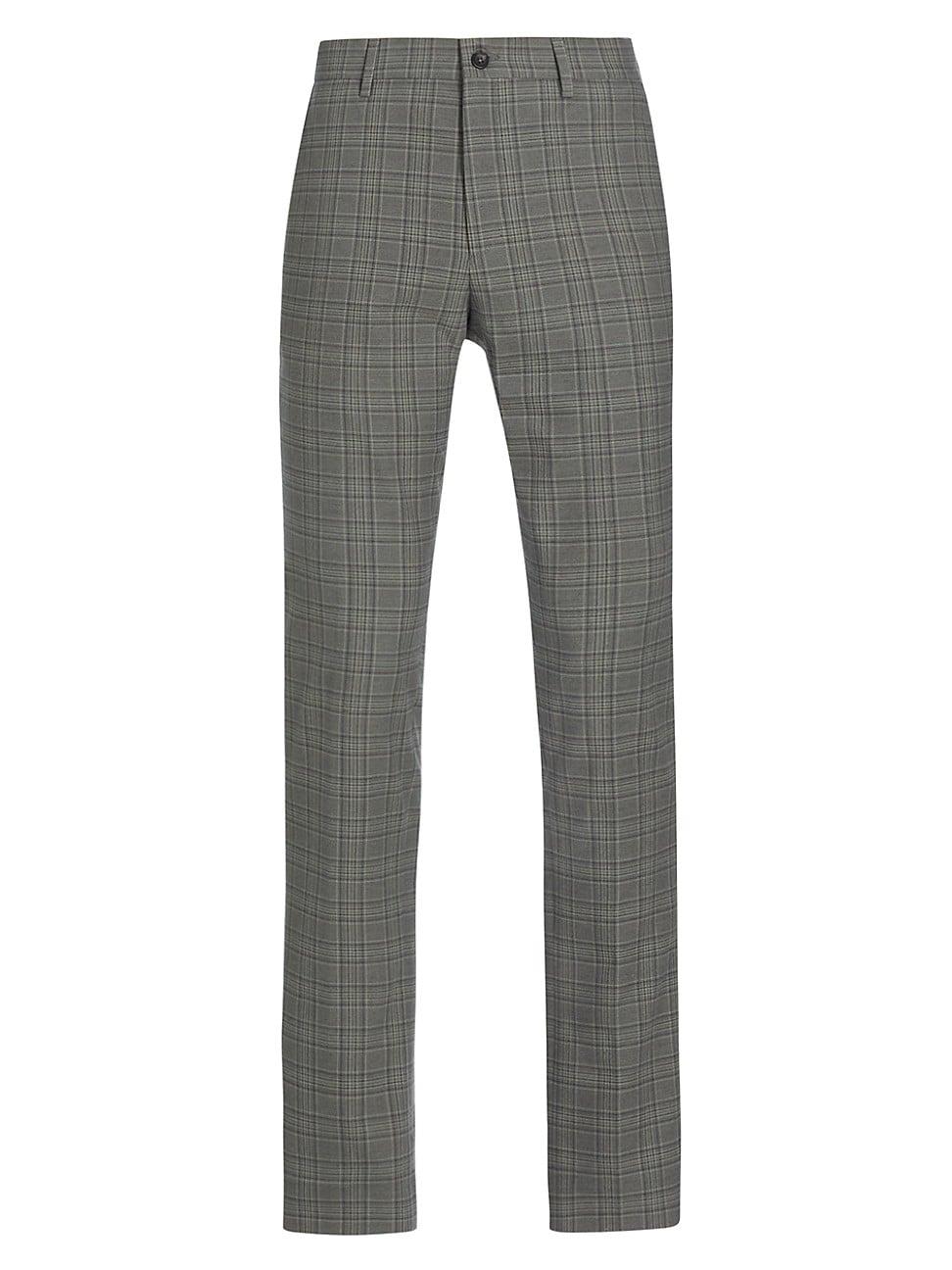 Mens Slim-Fit Plaid Trousers Product Image