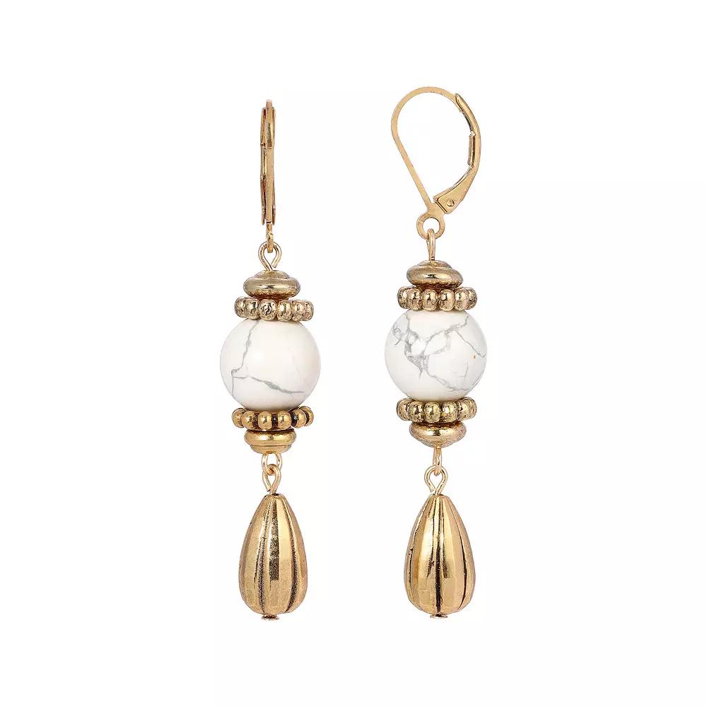 1928 Gold-Tone Semi-Precious Drop Earrings, Women's, Yellow Product Image