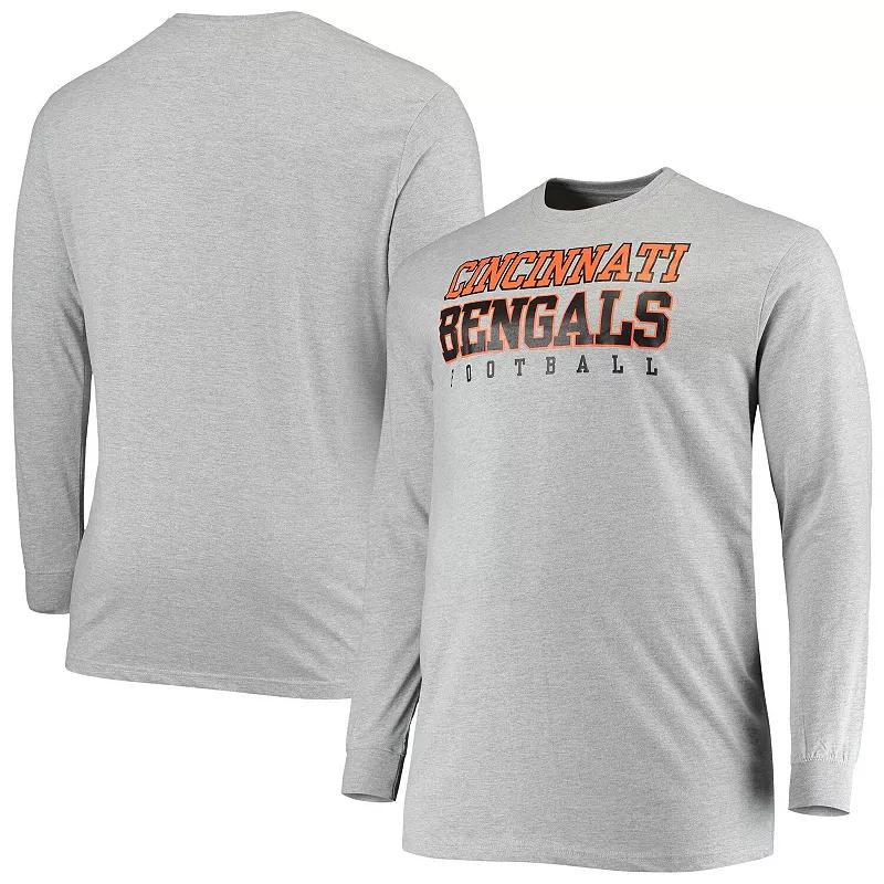 Men's Fanatics Branded Heathered Gray Cincinnati Bengals Big & Tall Practice Long Sleeve T-Shirt,  Product Image