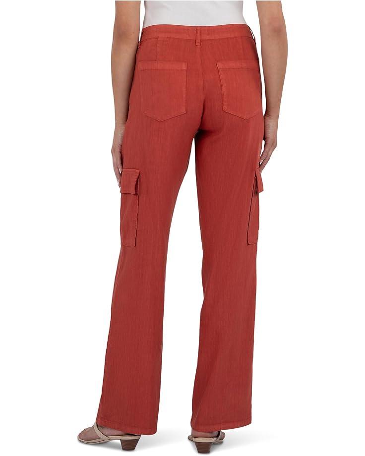 Meg High-Rise Fab Ab Wide Leg Raw Hem-Long Inseam in Red Product Image
