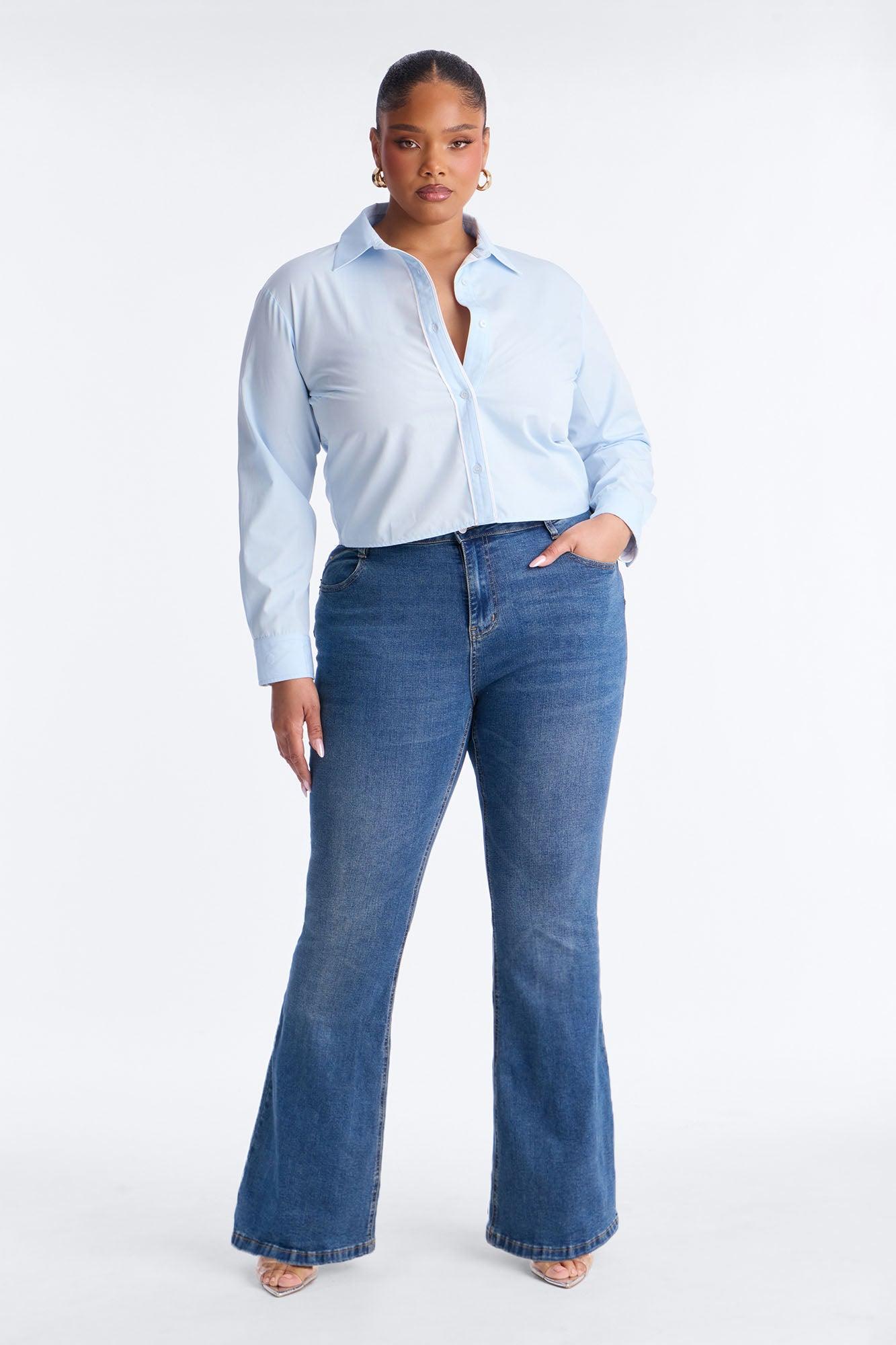 Just A Little Office Glam Poplin Shirt - Light Blue Female Product Image