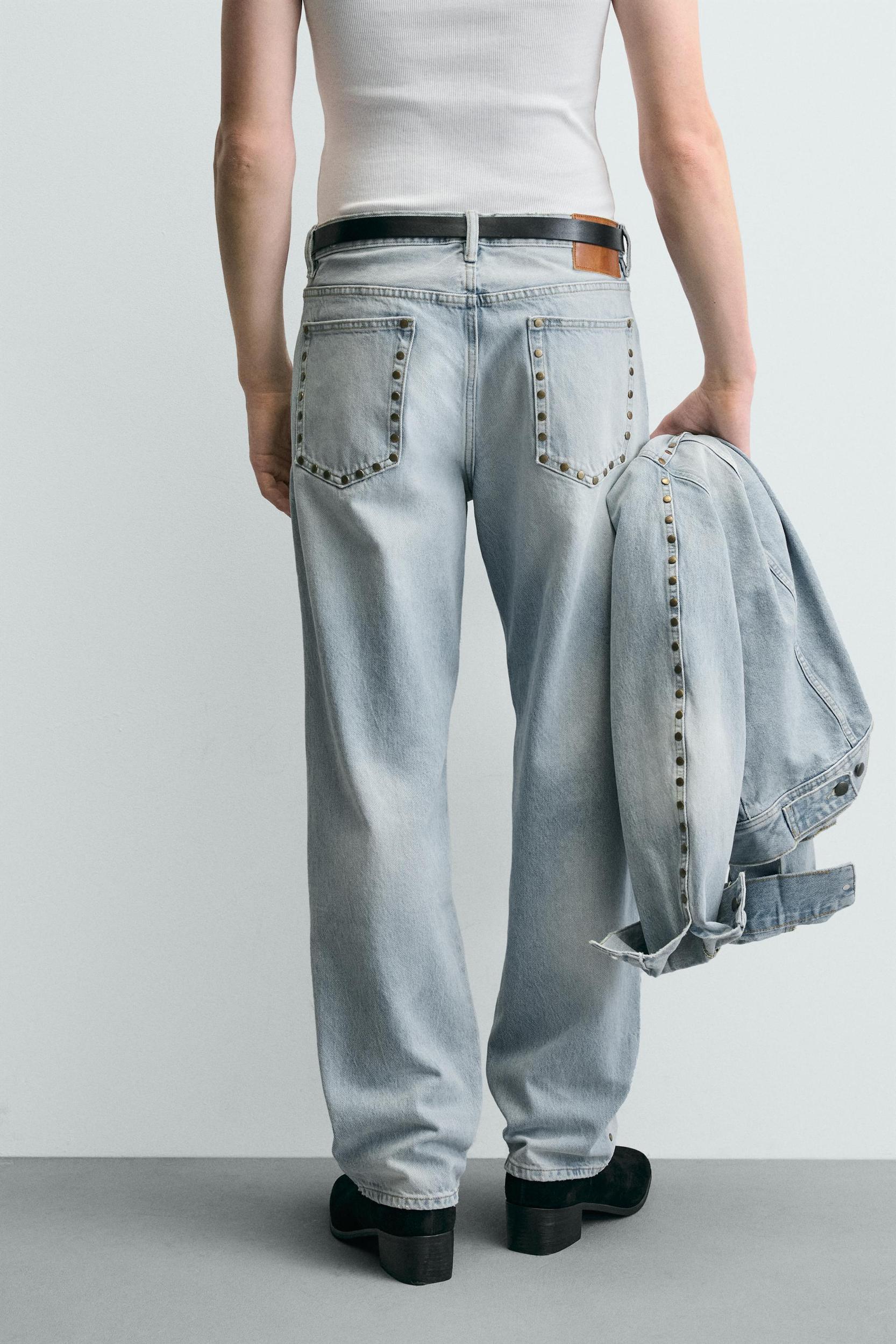 STRAIGHT FIT JEANS WITH METAL STUDS Product Image